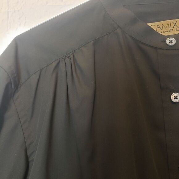 CAMIXA BY CELINA DI PISA Bamboo Blend Button Down Blouse Black Medium - Picture 3 of 7